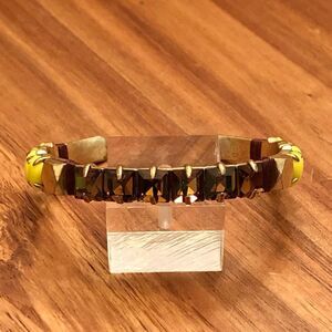 J.Crew | Smoky Topaz and Yellow Cuff Bracelet | 2.25” Diameter